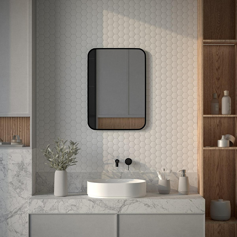 Зеркало Defesto Aura 50х70 DF 2964 с подсветкой 21W-4500K/Без выключателя/Нейтральный белый свет/Черная рама, купить, цена, заказать, магазин, доставка, скидка, промокод, купить, цена, заказать, магазин, доставка, скидка, промокод