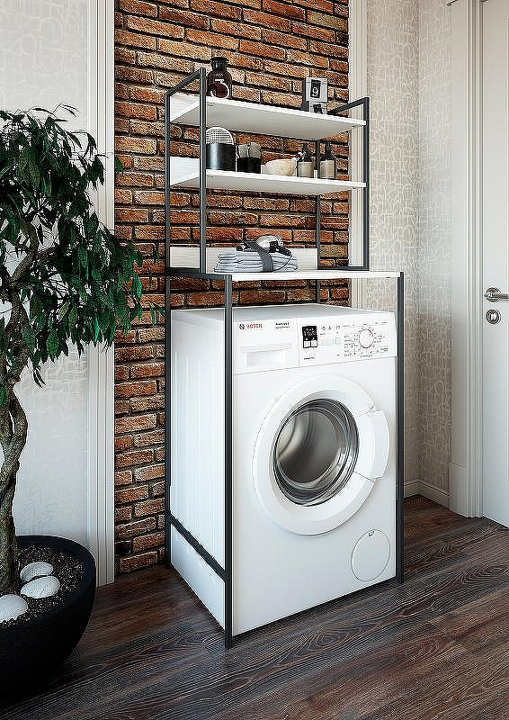 Стеллаж Sanflor 64 82613188 над стиральной машиной Черный муар Белый муар, купить, цена, заказать, магазин, доставка, скидка, промокод, купить, цена, заказать, магазин, доставка, скидка, промокод