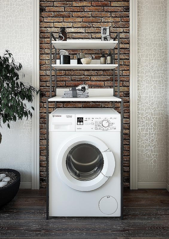 Стеллаж Sanflor 64 82613188 над стиральной машиной Черный муар Белый муар, купить, цена, заказать, магазин, доставка, скидка, промокод, купить, цена, заказать, магазин, доставка, скидка, промокод