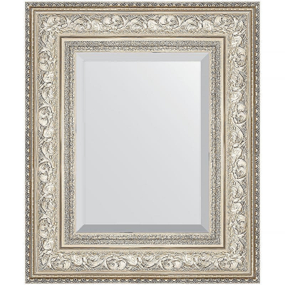Зеркало Evoform Exclusive 60х50 BY 3374 с фацетом в багетной раме - Виньетка серебро 109