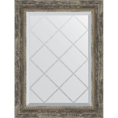 Зеркало Evoform Exclusive-G 71х53 BY 4006 с гравировкой в багетной раме - Старое дерево с плетением 70