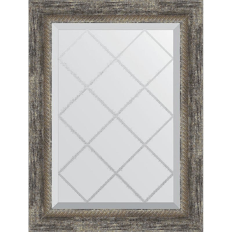 Зеркало Evoform Exclusive-G 71х53 BY 4006 с гравировкой в багетной раме - Старое дерево с плетением 70, купить, цена, заказать, магазин, доставка, скидка, промокод, купить, цена, заказать, магазин, доставка, скидка, промокод