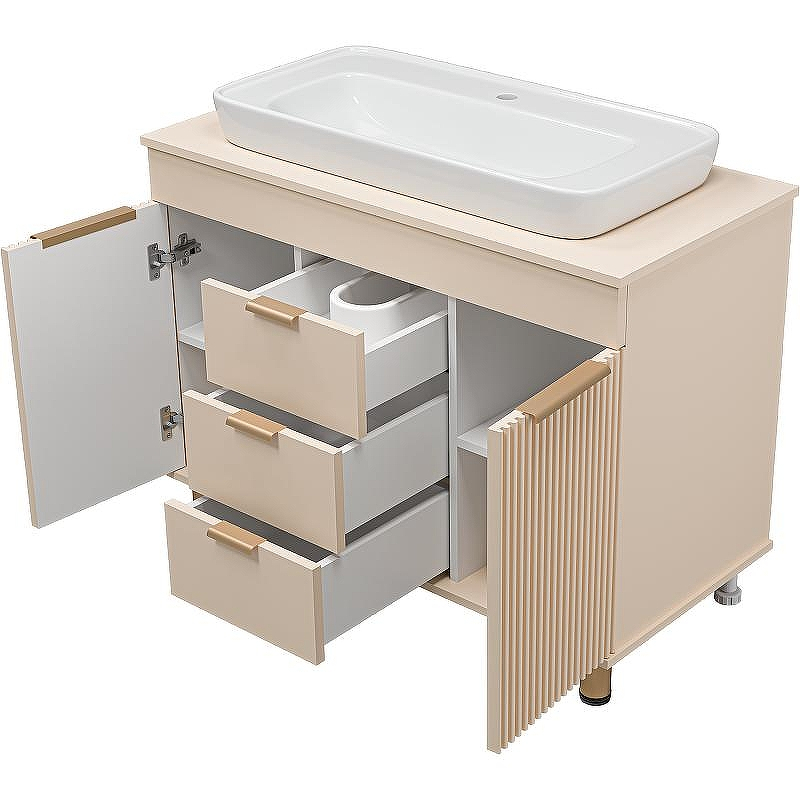 Тумба с раковиной Brevita Enfida 100 УТ000014839 Бежевая матовая, купить, цена, заказать, магазин, доставка, скидка, промокод, купить, цена, заказать, магазин, доставка, скидка, промокод