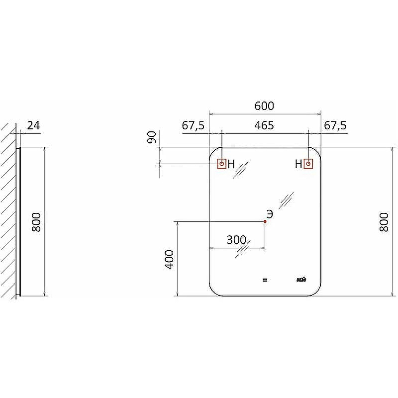 Зеркало Raval Ego 60 Ego.02.60/W/RL с подсветкой с бесконтактным выключателем и часами, купить, цена, заказать, магазин, доставка, скидка, промокод, купить, цена, заказать, магазин, доставка, скидка, промокод