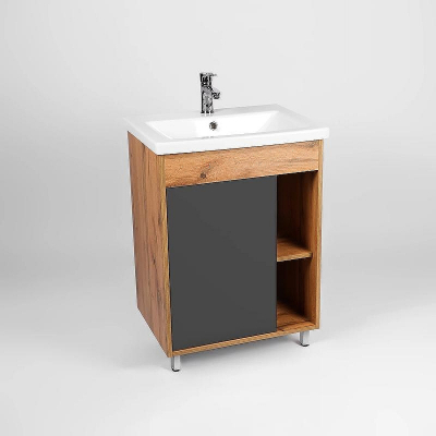 Тумба под раковину VIANT Бостон 50 VBOS50COG-T1ST Графит матовый Дуб Вотан