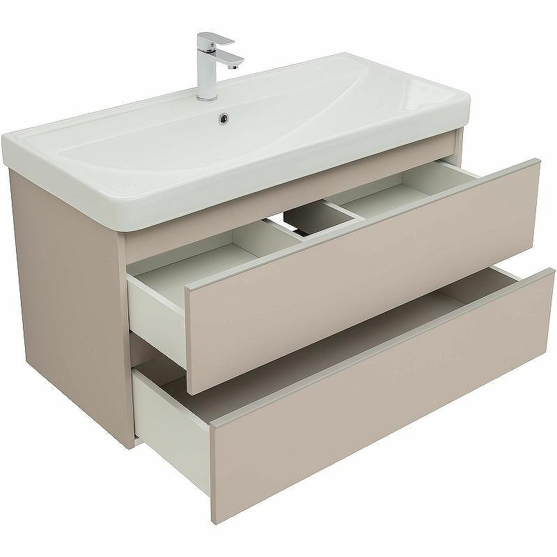 Тумба под раковину Aquanet Вега 100 329581 подвесная Бежевая, купить, цена, заказать, магазин, доставка, скидка, промокод, купить, цена, заказать, магазин, доставка, скидка, промокод