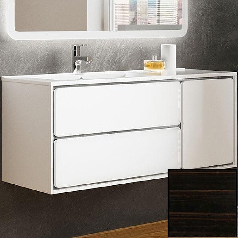 Тумба с раковиной SanVit Бруно-2 120 L kbruno2120 с фактурой под дерево подвесная Черное дерево, купить, цена, заказать, магазин, доставка, скидка, промокод, купить, цена, заказать, магазин, доставка, скидка, промокод