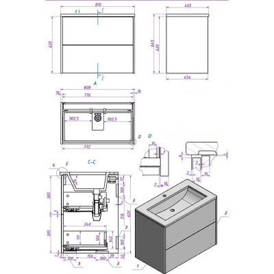 Тумба под раковину La Fenice Simpla Twin 80 FNC-01-SIM-B-80-2 подвесная Белая матовая