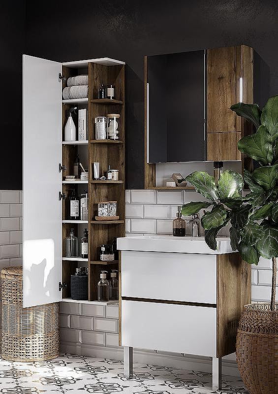 Шкаф пенал Aquaton Сканди 40 1A253403SDZ90 подвесной Белый Дуб рустикальный, купить, цена, заказать, магазин, доставка, скидка, промокод, купить, цена, заказать, магазин, доставка, скидка, промокод