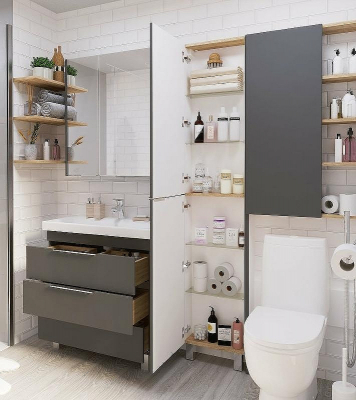 Шкаф пенал 1MarKa Gaula 40Н У92552 Графит матовый