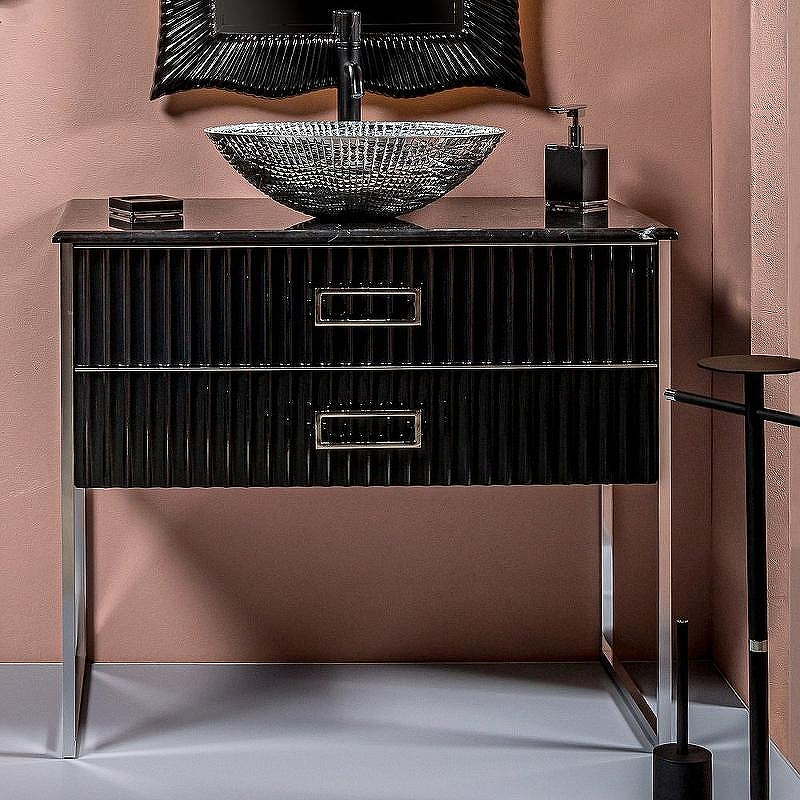 Тумба под раковину Boheme Armadi Art Monaco 100 867-100-BCR Черная Хром, купить, цена, заказать, магазин, доставка, скидка, промокод, купить, цена, заказать, магазин, доставка, скидка, промокод