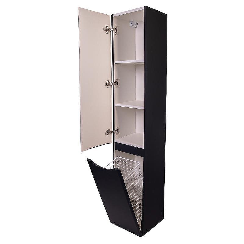 Шкаф пенал Style Line Бергамо 30 L СС-00002328 с бельевой корзиной Черный антискрейтч, купить, цена, заказать, магазин, доставка, скидка, промокод, купить, цена, заказать, магазин, доставка, скидка, промокод