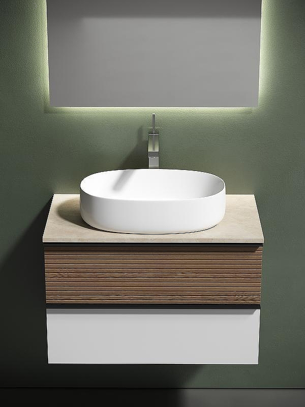 Тумба под раковину Sancos Delta 80 DL80W подвесная Дуб светлый Белая, купить, цена, заказать, магазин, доставка, скидка, промокод, купить, цена, заказать, магазин, доставка, скидка, промокод