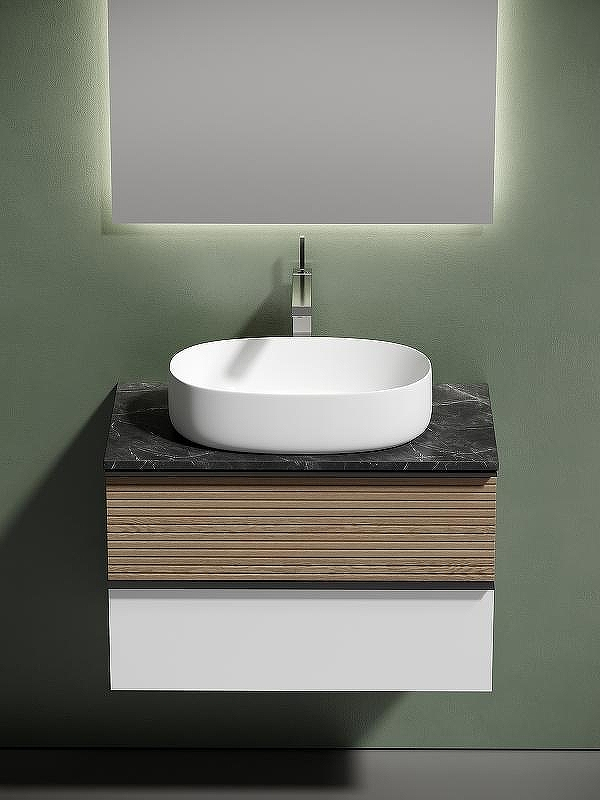 Тумба под раковину Sancos Delta 80 DL80W подвесная Дуб светлый Белая, купить, цена, заказать, магазин, доставка, скидка, промокод, купить, цена, заказать, магазин, доставка, скидка, промокод