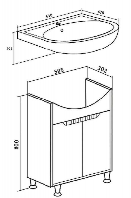 Тумба под раковину Runo Эко 60 00000001144 Белая Лиственница