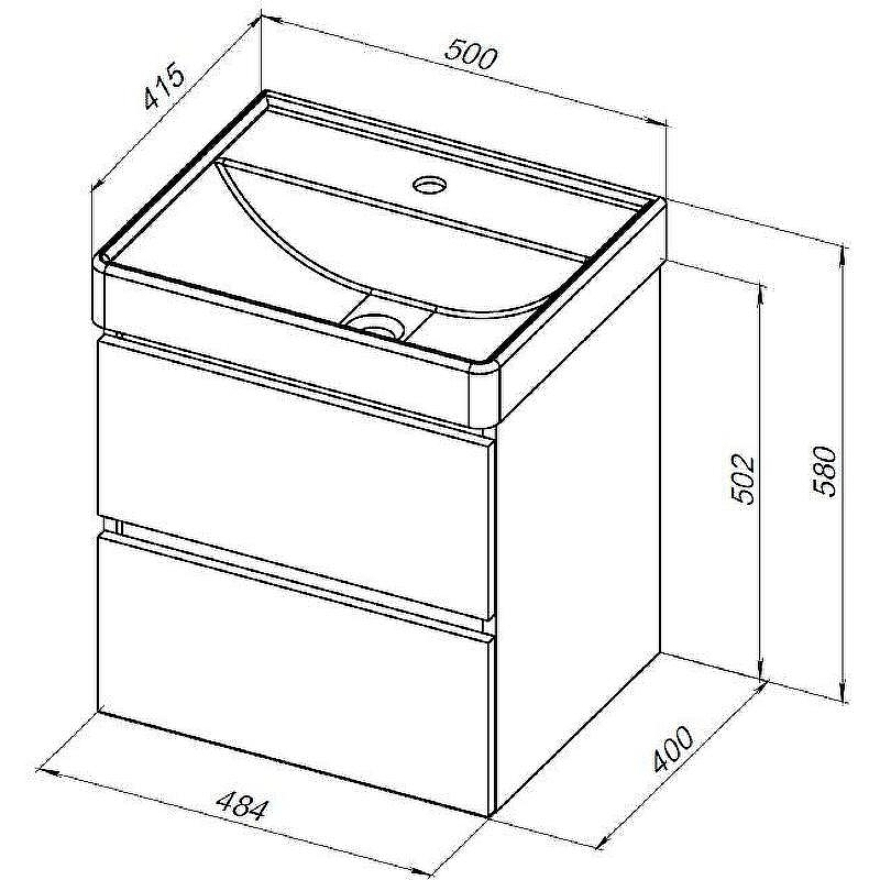 Тумба под раковину Aquanet Вега 50 329594 подвесная Черная, купить, цена, заказать, магазин, доставка, скидка, промокод, купить, цена, заказать, магазин, доставка, скидка, промокод