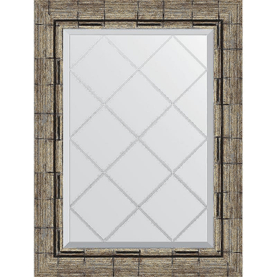 Зеркало Evoform Exclusive-G 71х53 BY 4007 с гравировкой в багетной раме - Серебряный бамбук 73