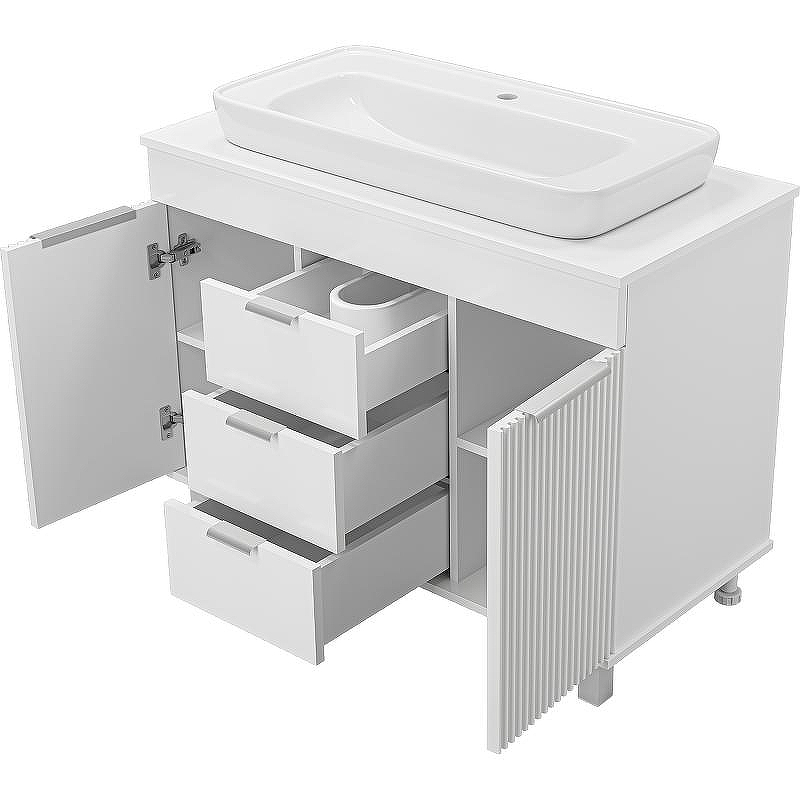 Тумба с раковиной Brevita Enfida 100 УТ000014765 Белая матовая, купить, цена, заказать, магазин, доставка, скидка, промокод, купить, цена, заказать, магазин, доставка, скидка, промокод