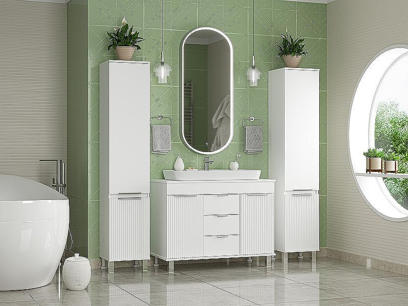 Тумба с раковиной Brevita Enfida 100 УТ000014765 Белая матовая, купить, цена, заказать, магазин, доставка, скидка, промокод, купить, цена, заказать, магазин, доставка, скидка, промокод