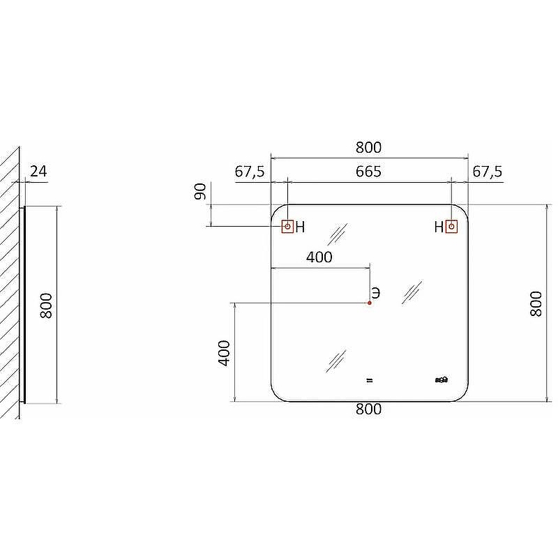 Зеркало Raval Ego 80 Ego.02.80/W/RL с подсветкой с бесконтактным выключателем и часами, купить, цена, заказать, магазин, доставка, скидка, промокод, купить, цена, заказать, магазин, доставка, скидка, промокод