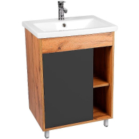 Тумба под раковину VIANT Бостон 60 VBOS60COG-T1ST Графит матовый Дуб Вотан, купить, цена, заказать, магазин, доставка, скидка, промокод, купить, цена, заказать, магазин, доставка, скидка, промокод