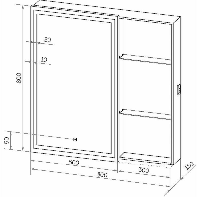 Зеркальный шкаф Bellezza Марта 80 L 4646613022013 с подсветкой Белый
