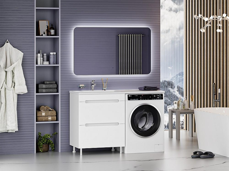 Тумба с раковиной Misty Байкал 130 L УТ000014752 Белая, купить, цена, заказать, магазин, доставка, скидка, промокод, купить, цена, заказать, магазин, доставка, скидка, промокод