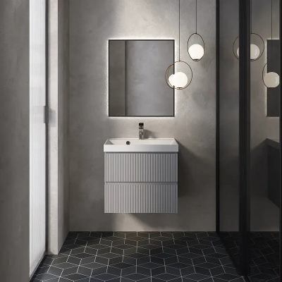 Тумба под раковину AQUAme S1 60 AQM900160GM подвесная цвет Серый