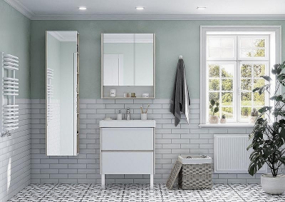 Шкаф пенал Aquaton Сканди 40 1A253403SDB20 подвесной Белый Дуб верона