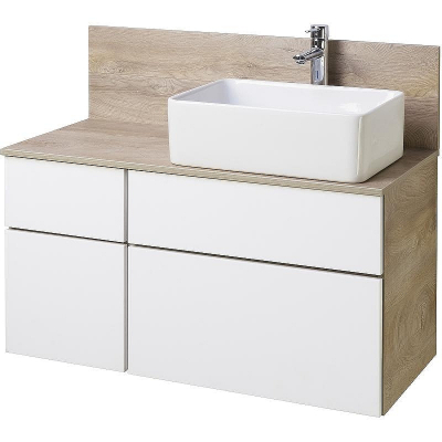 Тумба под раковину Aquaton Мишель 100 1A244101MIX40 подвесная Дуб эндгрейн Белая