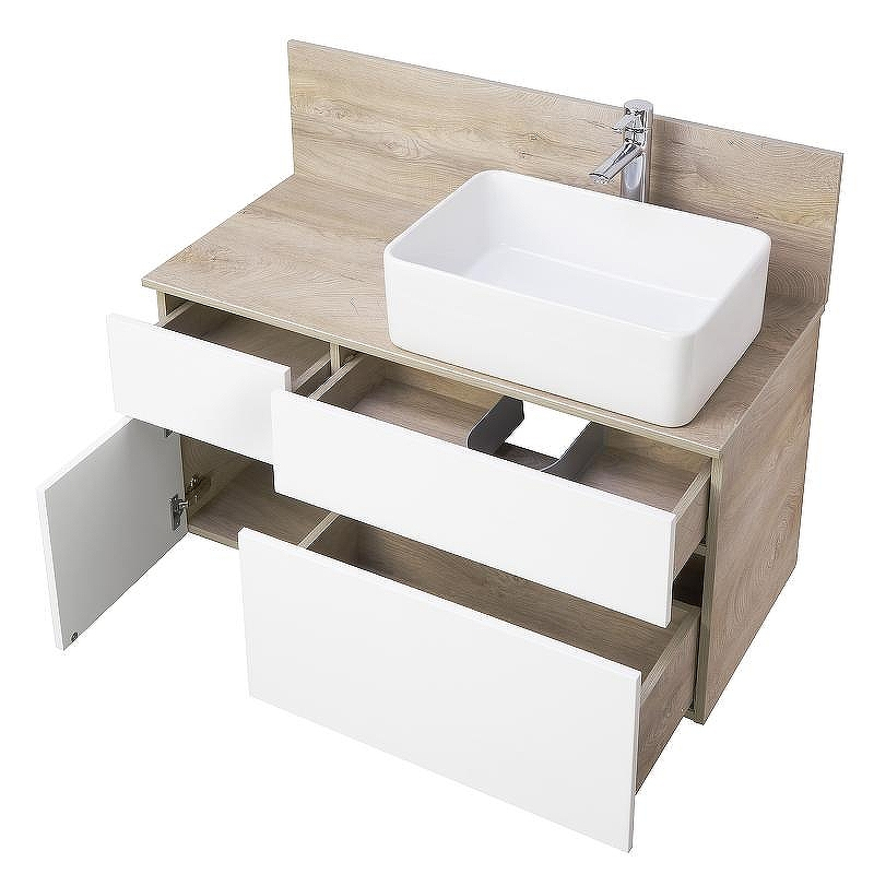 Тумба под раковину Aquaton Мишель 100 1A244101MIX40 подвесная Дуб эндгрейн Белая, купить, цена, заказать, магазин, доставка, скидка, промокод, купить, цена, заказать, магазин, доставка, скидка, промокод