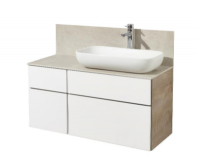Тумба под раковину Aquaton Мишель 100 1A244101MIX40 подвесная Дуб эндгрейн Белая