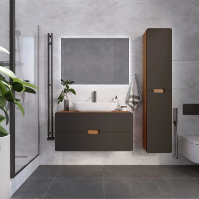 Тумба под раковину 1MarKa Vortex 80П Ц0000033024 подвесная цвет Орех ноче тортона Монолит найт