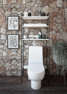 Стеллаж Sanflor 64 82613186 над сантехникой Черный муар Белый муар