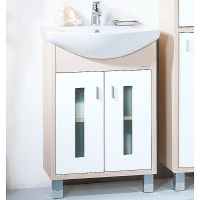 Тумба под раковину Бриклаер Бали 60 4627125412097 Светлая лиственница Белая глянцевая, купить, цена, заказать, магазин, доставка, скидка, промокод, купить, цена, заказать, магазин, доставка, скидка, промокод