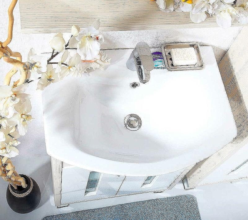 Тумба под раковину Бриклаер Бали 60 4627125412097 Светлая лиственница Белая глянцевая, купить, цена, заказать, магазин, доставка, скидка, промокод, купить, цена, заказать, магазин, доставка, скидка, промокод