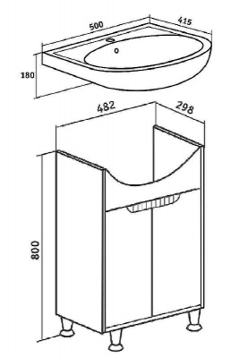 Тумба под раковину Runo Эко 50 00000001142 Белая Лиственница