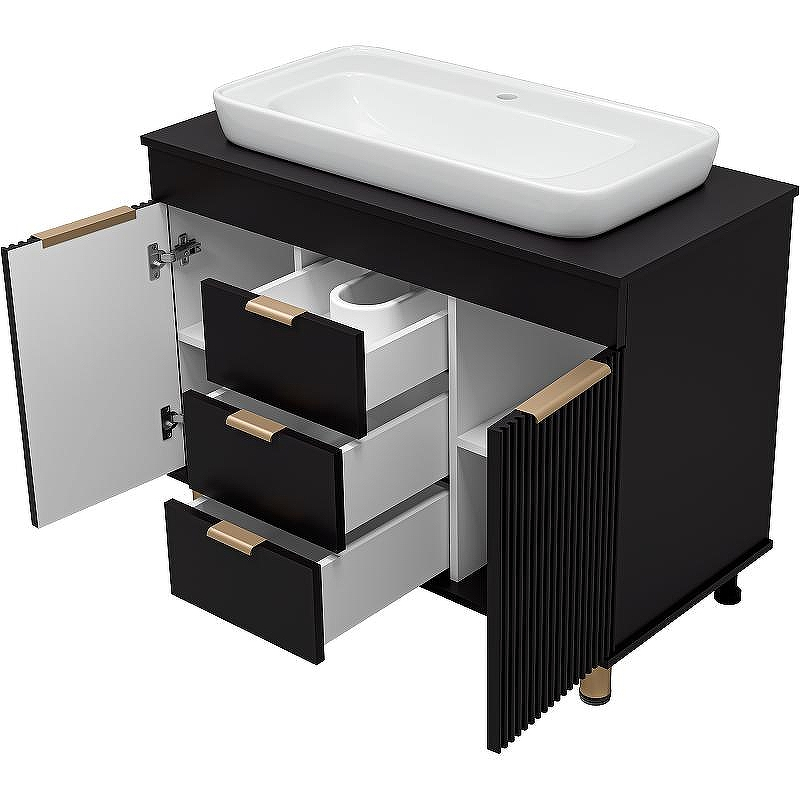 Тумба с раковиной Brevita Enfida 100 УТ000015095 Черная матовая, купить, цена, заказать, магазин, доставка, скидка, промокод, купить, цена, заказать, магазин, доставка, скидка, промокод