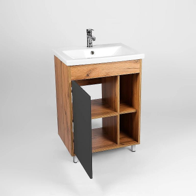 Тумба под раковину VIANT Бостон 70 VBOS70COG-T1ST Графит матовый Дуб Вотан