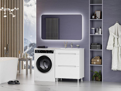 Тумба с раковиной Misty Байкал 130 R УТ000014755 Белая