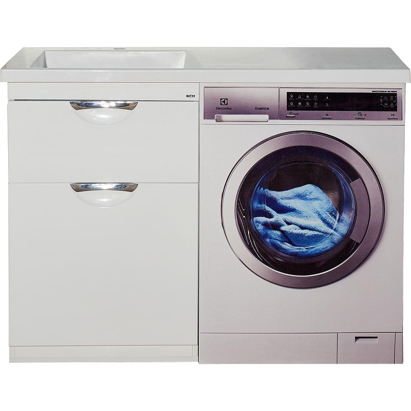 Тумба с раковиной Misty Куба 120 L УТ000005574 с бельевой корзиной Белая, купить, цена, заказать, магазин, доставка, скидка, промокод, купить, цена, заказать, магазин, доставка, скидка, промокод