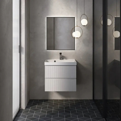 Тумба под раковину AQUAme S1 60 AQM900160WH подвесная цвет Белый глянцевый