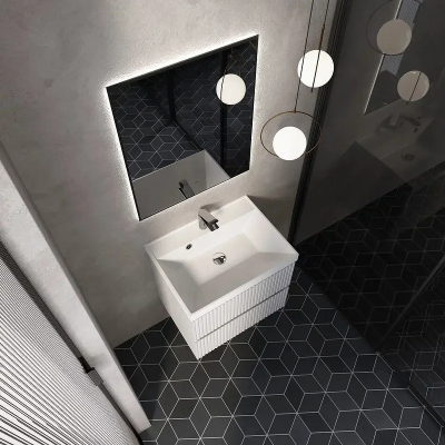 Тумба под раковину AQUAme S1 60 AQM900160WH подвесная цвет Белый глянцевый