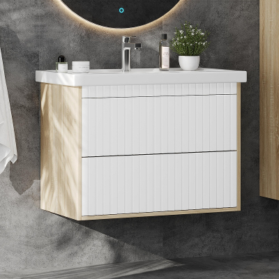 Тумба под раковину Onika Дайлер 80 108061 подвесная цвет Дуб сонома Белый матовый