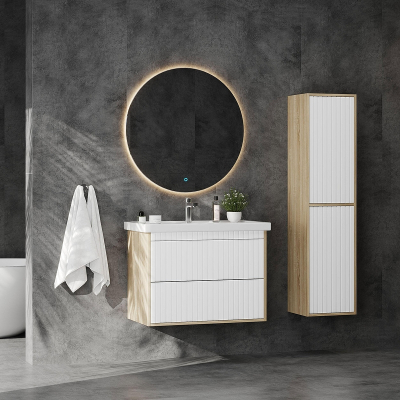 Тумба под раковину Onika Дайлер 80 108061 подвесная цвет Дуб сонома Белый матовый