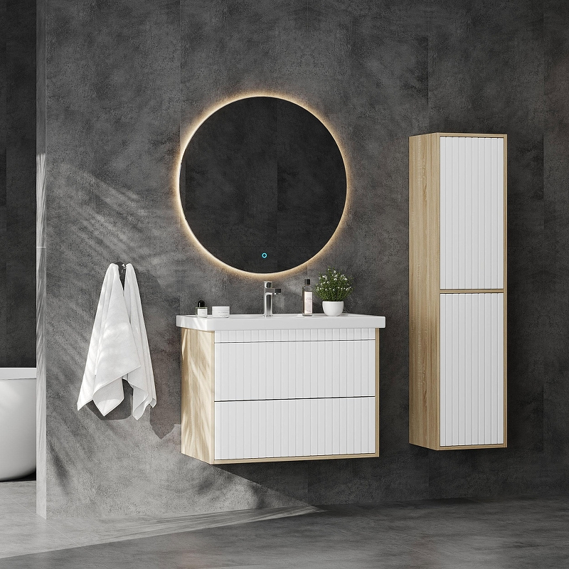 Тумба под раковину Onika Дайлер 80 108061 подвесная цвет Дуб сонома Белый матовый, купить, цена, заказать, магазин, доставка, скидка, промокод, купить, цена, заказать, магазин, доставка, скидка, промокод