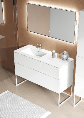 Тумба c раковиной SanVit Лира 120 L klira2120L в цвете Ral подвесная Белая глянцевая