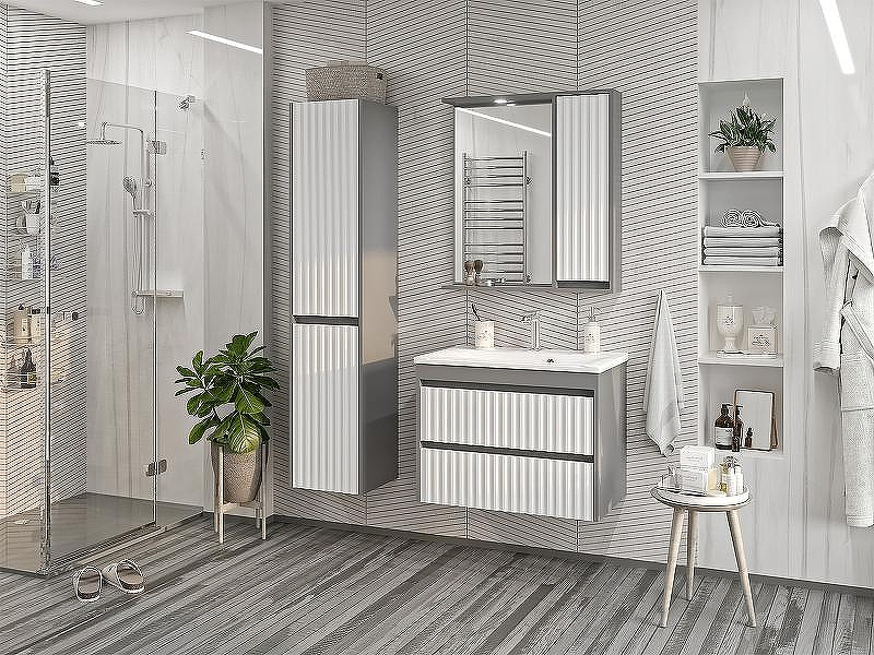 Шкаф пенал Brevita Balaton 35 L BAL-05035-48-2Л подвесной Белый матовый Серый матовый, купить, цена, заказать, магазин, доставка, скидка, промокод, купить, цена, заказать, магазин, доставка, скидка, промокод