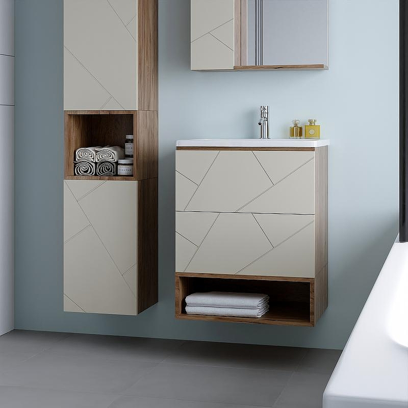 Тумба под раковину Бриклаер Кристалл 60 4627125416927 подвесная Латте Дуб крафт табачный, купить, цена, заказать, магазин, доставка, скидка, промокод, купить, цена, заказать, магазин, доставка, скидка, промокод