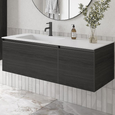 Тумба под раковину Boheme Armadi Art Quatro 2 120 790-M2-120-OA-A подвесная Дуб антрацит профиль Антрацит